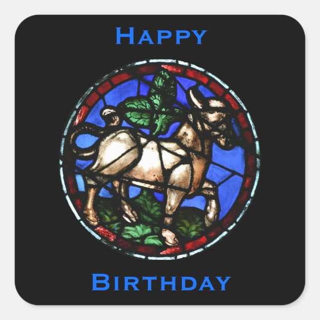 Taurus Zodiac Festglas Notre-Dame de Paris St Quadratischer Aufkleber (Vorderseite)