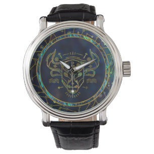 Taurus Zodiac Gold Abalone Armbanduhr