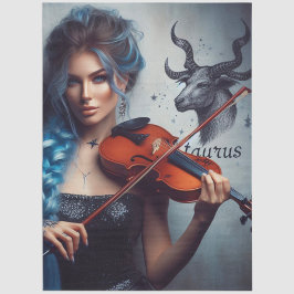 Taurus Zodiac Musician Violin Decoupage Seidenpapier