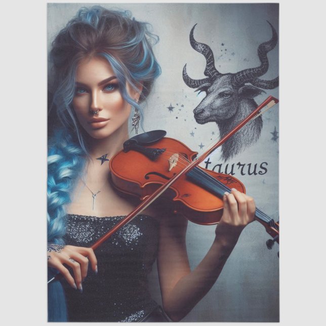 Taurus Zodiac Musician Violin Decoupage Seidenpapier (Von Creator hochgeladen)