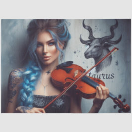 Taurus Zodiac Musician Violin Decoupage Seidenpapier