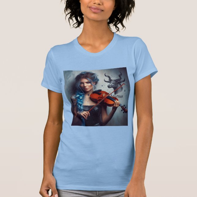 Taurus Zodiac Musician Violin T-Shirt (Vorderseite)