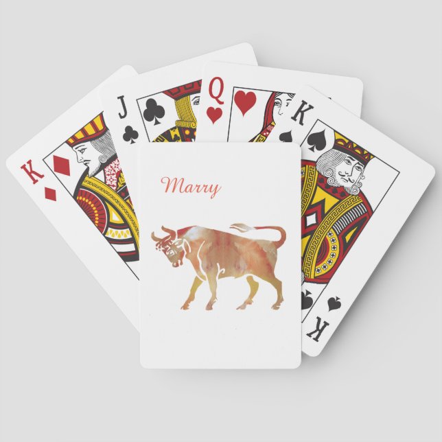 Taurus Zodiac Sigh Individuelle Name Spielkarten (Rückseite)