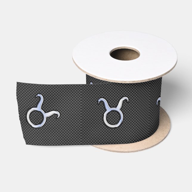 Taurus Zodiac Sign auf Carbon Fiber Style Satinband (Spule)