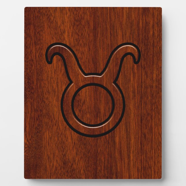 Taurus Zodiac Sign auf Mahogany Style Fotoplatte (Vorderseite)