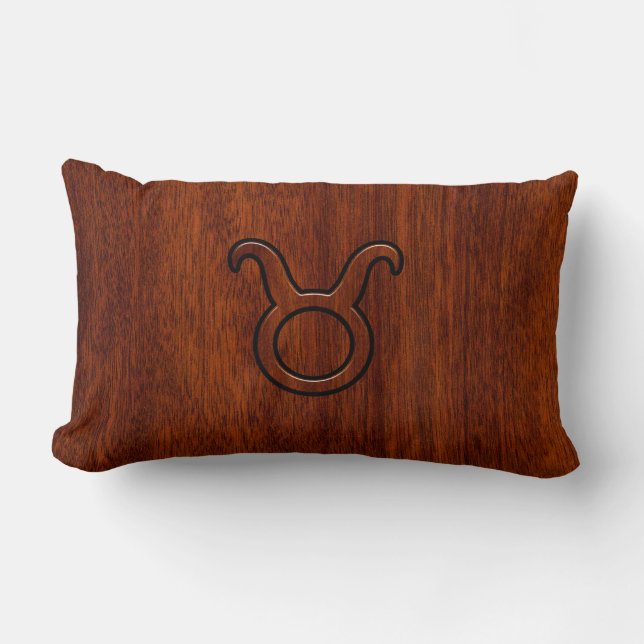 Taurus Zodiac Sign auf Mahogany Style Lendenkissen (Vorderseite)