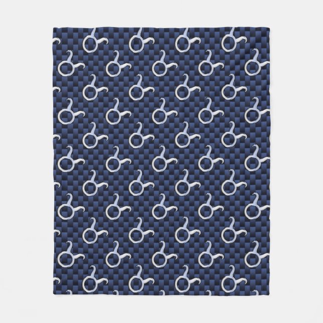 Taurus Zodiac Sign auf Navy Blue Carbon Fibre Styl Fleecedecke (Vorderseite)