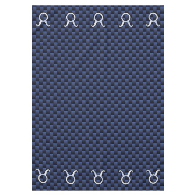 Taurus Zodiac Sign auf Navy Blue Carbon Fibre Styl Tischdecke (Vorderseite)