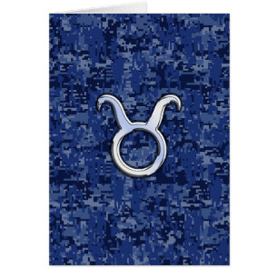 Taurus Zodiac Sign auf Navy Blue Digital Camouflag