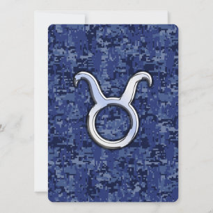 Taurus Zodiac Sign auf Navy Blue Digital Camouflag