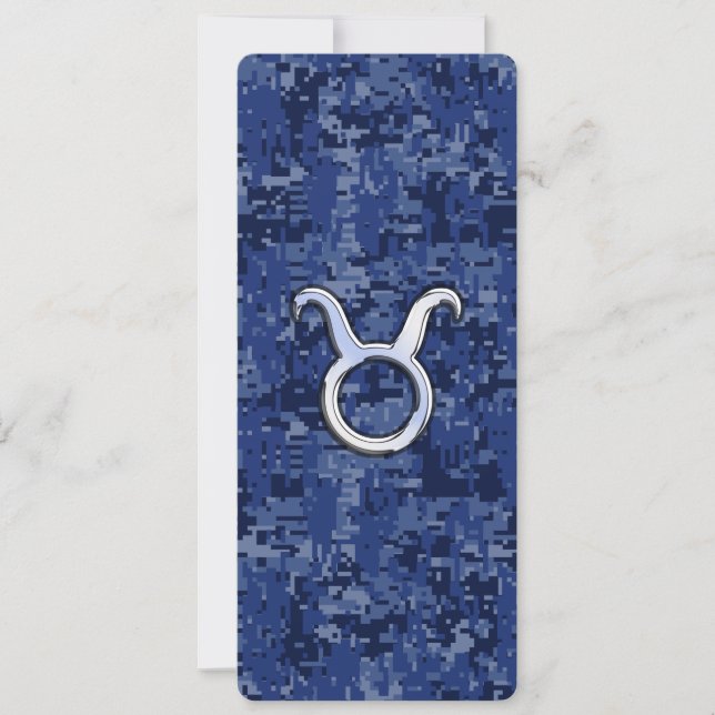 Taurus Zodiac Sign auf Navy Blue Digital Camouflag (Vorderseite)