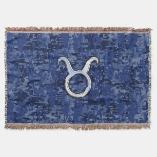 Taurus Zodiac Sign auf Navy Blue Digital Camouflag Decke