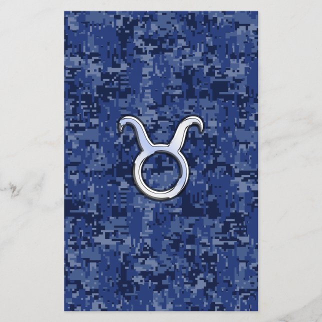 Taurus Zodiac Sign auf Navy Blue Digital Camouflag Flyer (Vorne)