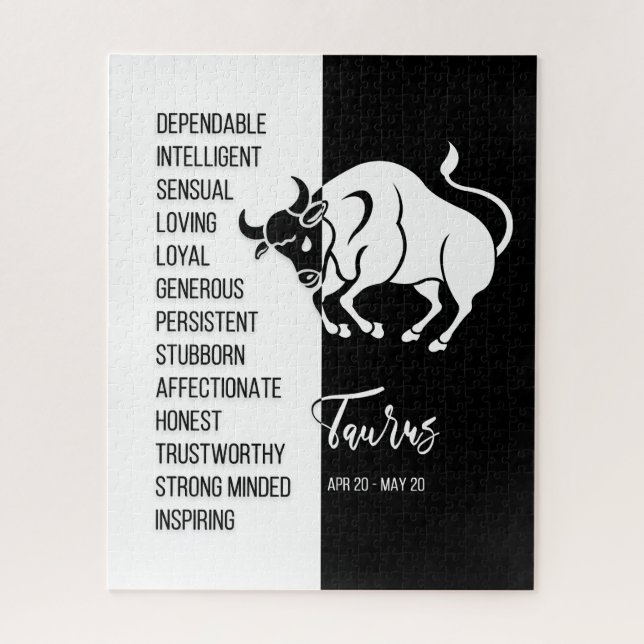 Taurus Zodiac Sign, Black & White Jigsaw Puzzle (Vertikal)