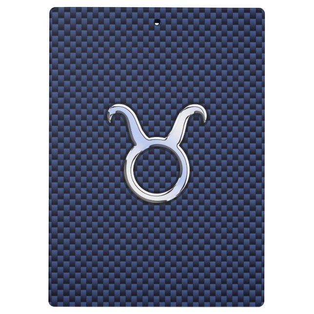Taurus Zodiac Sign Decor Navy Blue Carbon Fibre Klemmbrett (Rückseite)
