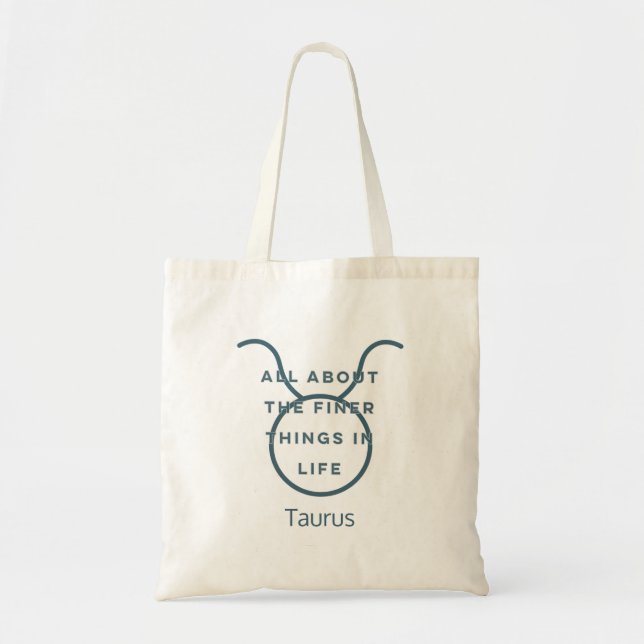 Taurus Zodiac Sign Fun Quote in Blue and White Tragetasche (Vorne)