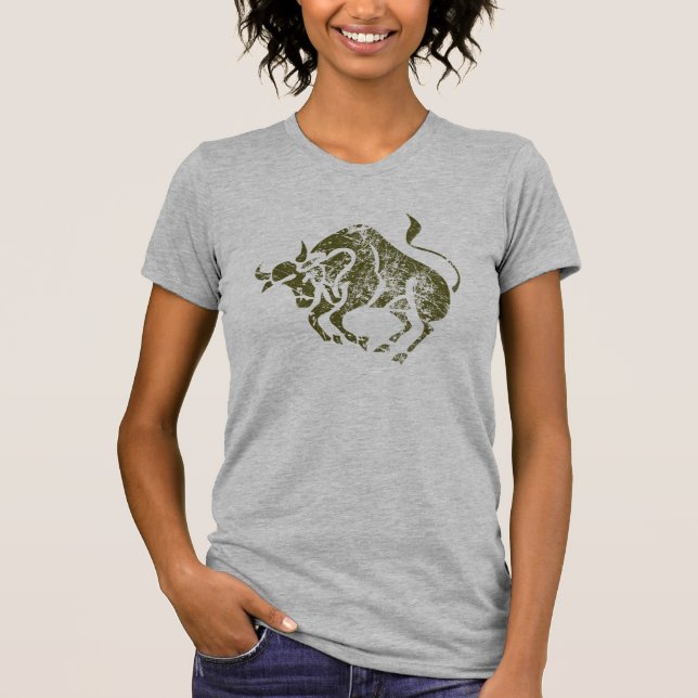 Taurus Zodiac Sign Grunge Bull Style T-Shirt (Vorderseite)