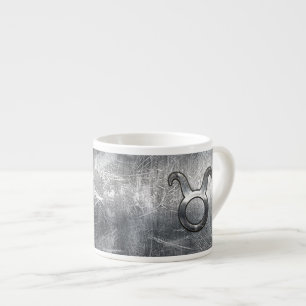 Taurus Zodiac Sign Grunge gestörter Silberstil Espressotasse