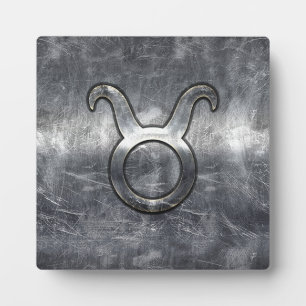 Taurus Zodiac Sign Grunge gestörter Silberstil Fotoplatte