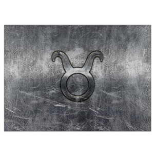 Taurus Zodiac Sign Grunge gestörter Silberstil Schneidebrett