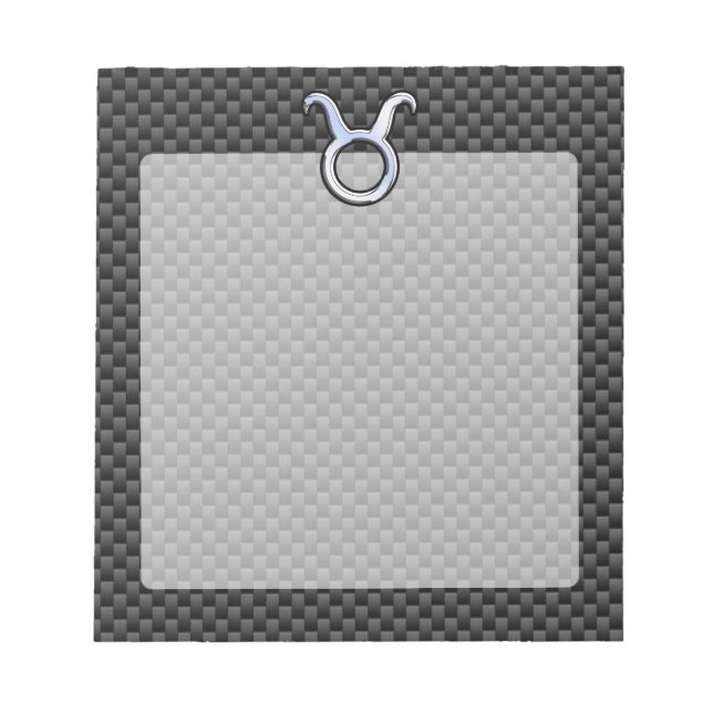Taurus Zodiac Sign on Black Carbon Fiber Print Notizblock (Vorderseite)