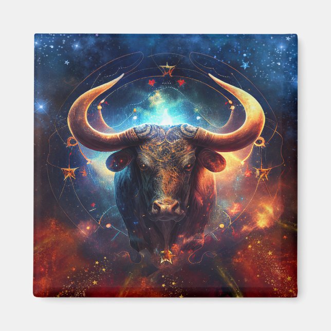 Taurus Zodiac Sign Watercolor Design Magnet (Vorne)