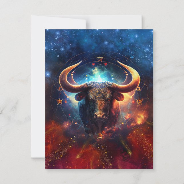 Taurus Zodiac Sign Watercolor Design Mitteilungskarte (Vorderseite)