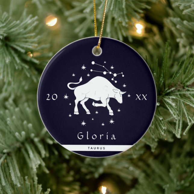 Taurus Zodiac SignHoroskop Symbol Jahr Keramik Ornament (Baum)