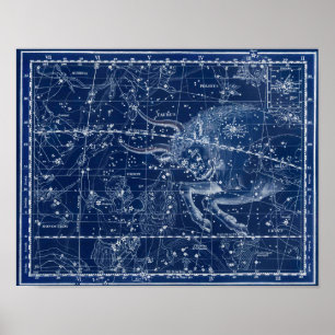 Taurus Zodiac Signierung Vintage Illustration Poster