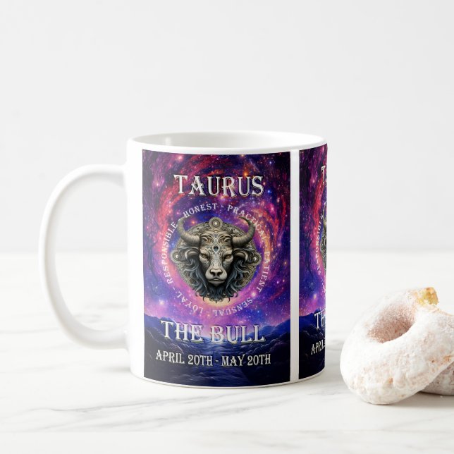 Taurus Zodiac Star Sign Mug (Avec donut)