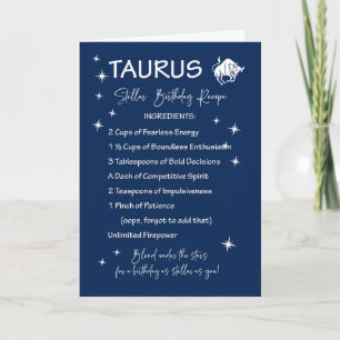 Taurus Zodiac Stellar Birthday Recipe Karte