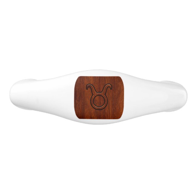Taurus Zodiac Symbol auf Mahagoni Druck Keramik Schubladengriff (Vorderseite)