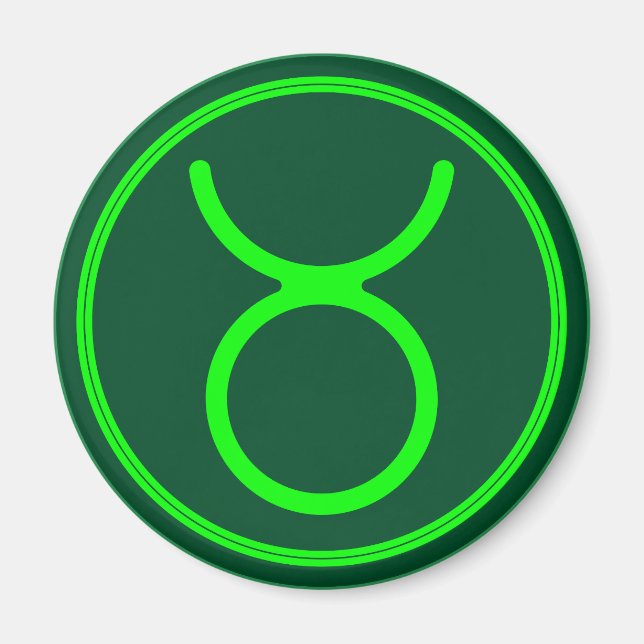 Taurus Zodiac Symbol Green Contrast Magnet (Vorne)