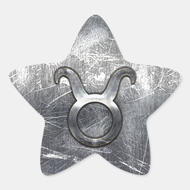 Taurus Zodiac Symbol in Grunge Beändigter Stil Stern-Aufkleber (Vorderseite)