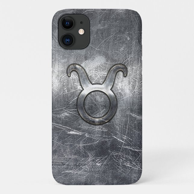 Taurus Zodiac Symbol in Grunge Metallic Style Case-Mate iPhone Hülle (Rückseite)