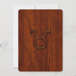 Taurus Zodiac Symbol in Mahogany Style Print