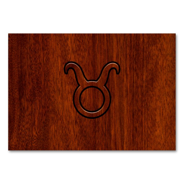 Taurus Zodiac Symbol in Mahogany Style Print Tischnummer (Vorderseite)