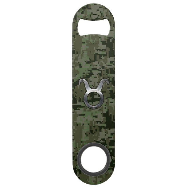 Taurus Zodiac Symbol on Green Digital Camo Speedflaschenöffner (Vorderseite)