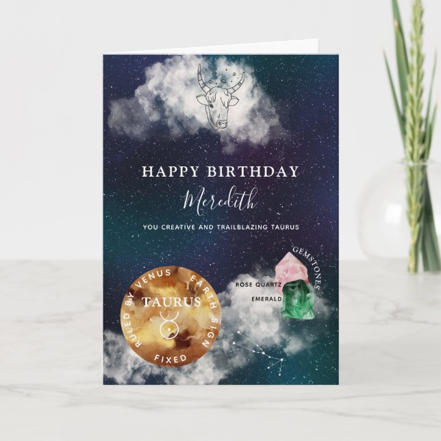 Taurus Zodiac Symbol Personalisiert Geburtstag Karte (Vorderseite)