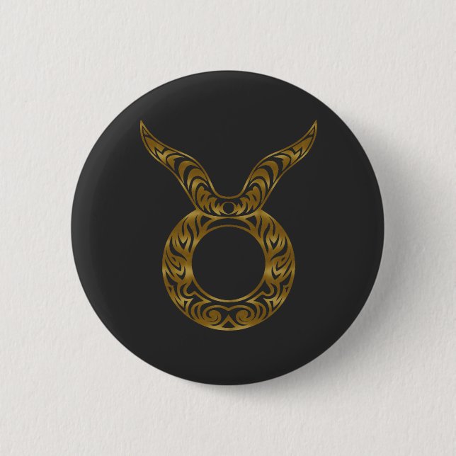 Taurus Zodiac - Tribal Gold Button (Vorderseite)