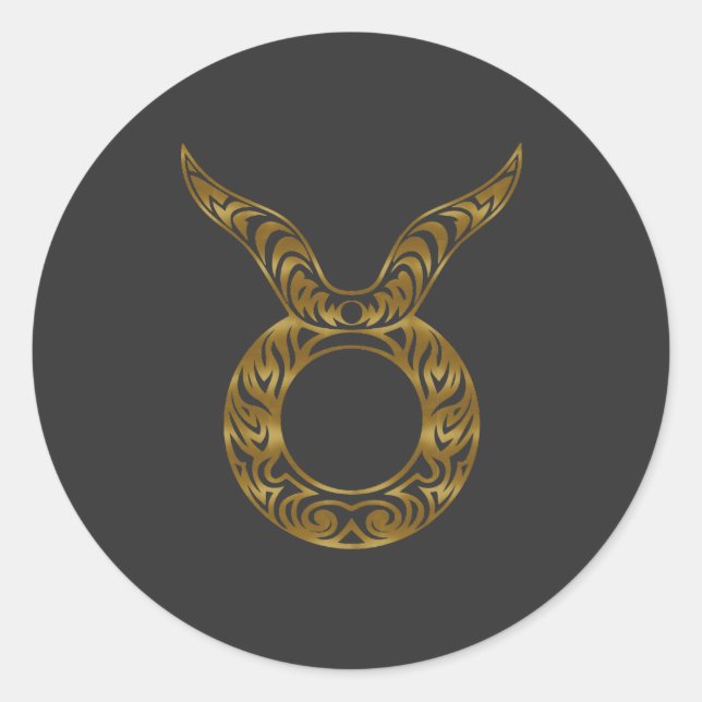 Taurus Zodiac - Tribal Gold Runder Aufkleber (Vorderseite)