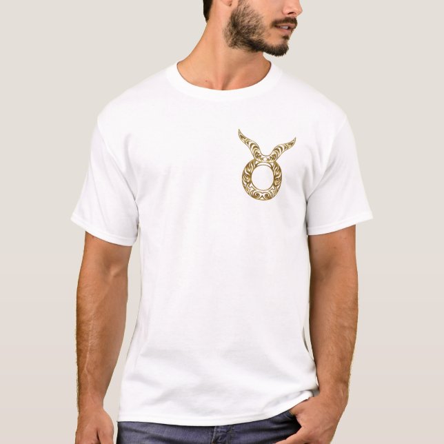Taurus Zodiac - Tribal Gold T-Shirt (Vorderseite)