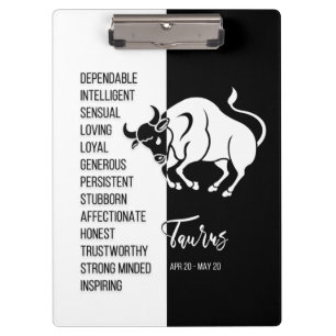 Taurus Zodiac Unterschrift Schwarz/Weiß Zwischena Klemmbrett