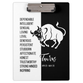 Taurus Zodiac Unterschrift Schwarz/Weiß Zwischenab Klemmbrett
