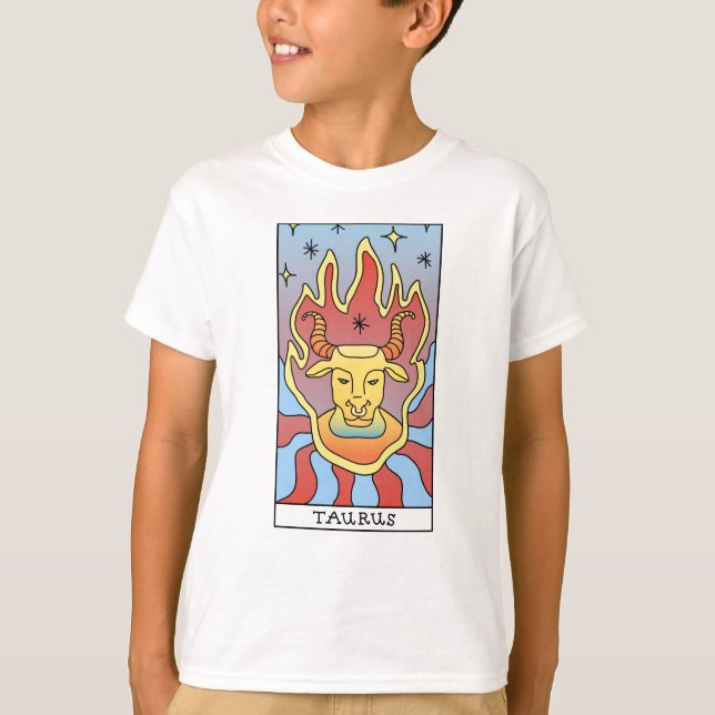 Taurus Zodiac Unterzeichnung Abstrakte Kunst Vinta T-Shirt (Vorderseite)