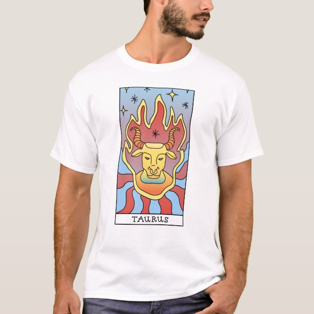Taurus Zodiac Unterzeichnung Abstrakte Kunst Vinta T-Shirt (Vorderseite)