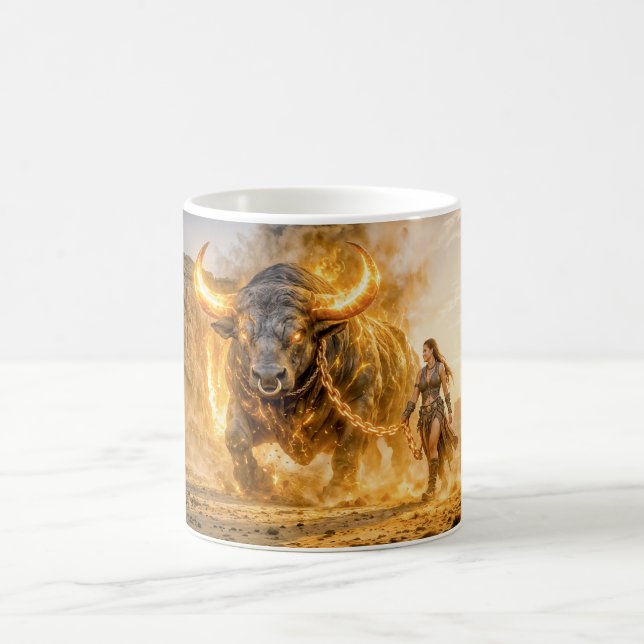 Taurus Zodiac with Warrior Leading a Fiery Celesti Kaffeetasse (Mittel)