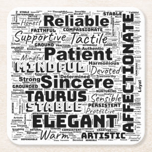 Taurus Zodiac Word Cloud Inspiration Rechteckiger Pappuntersetzer