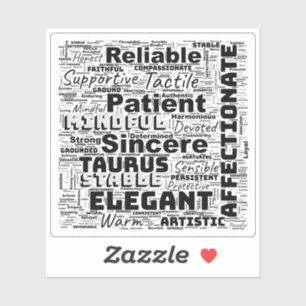 Taurus Zodiac Word Cloud Inspiration Vinyl Aufkleber