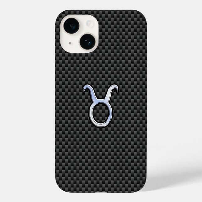 Taurus Zodiac-Zeichen auf Kohlefaser Case-Mate iPhone 14 Hülle (Rückseite)